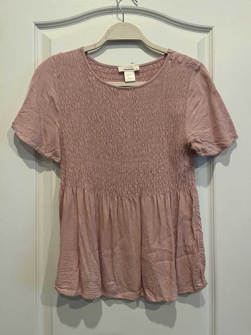 URBAN Romantics Light Blush Smocked Peplum Top